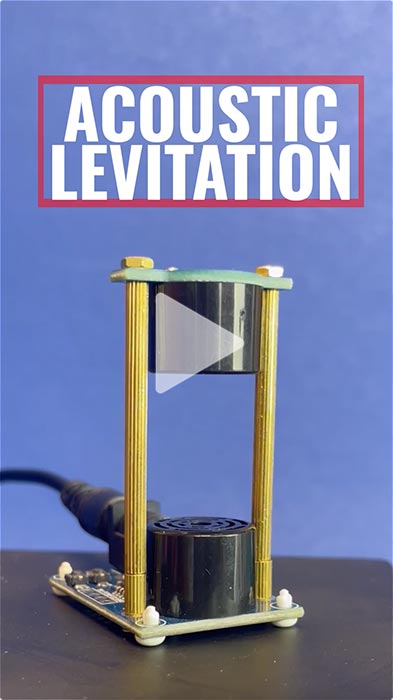 Close-up of levitation device