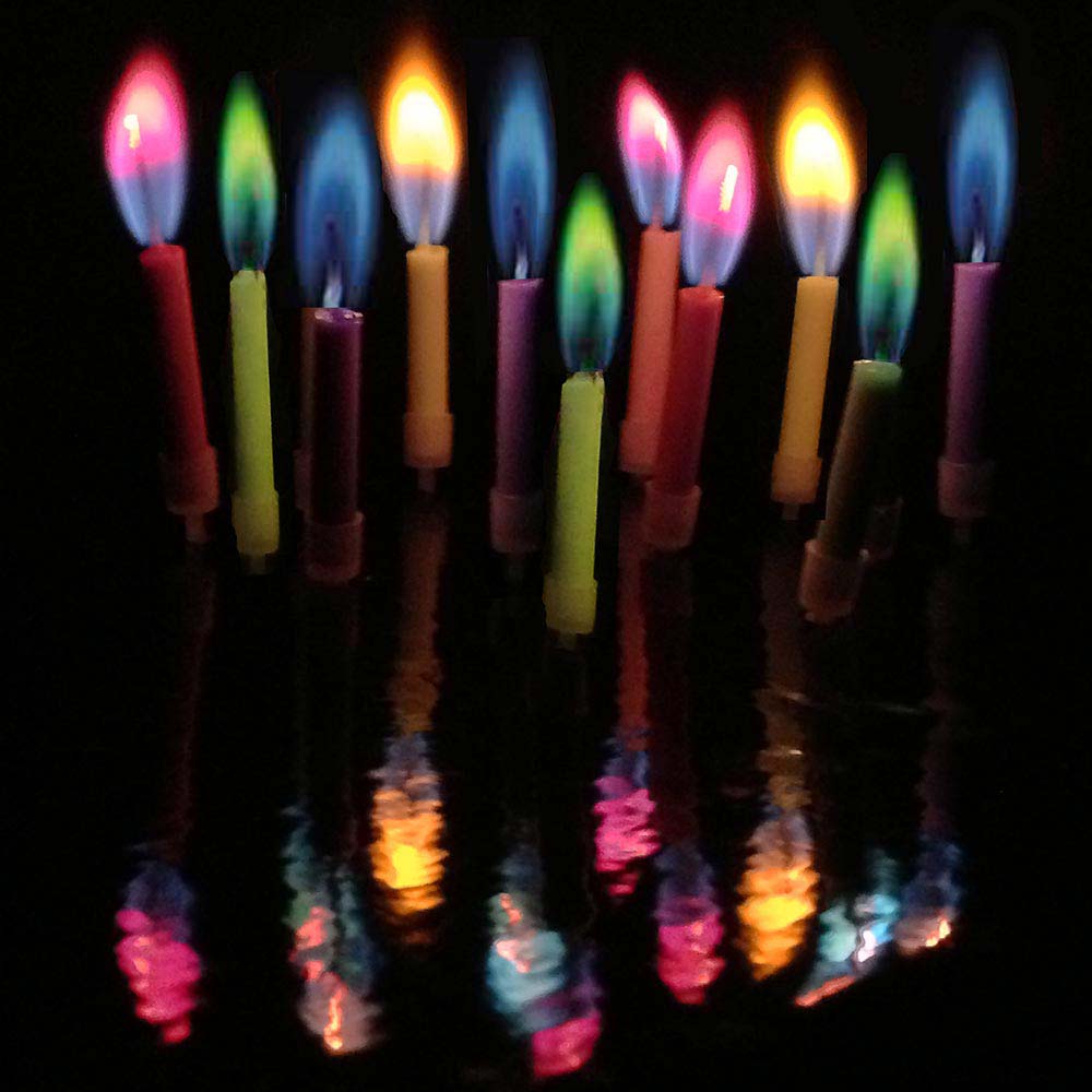 BC Colorflame Birthday Candles with Colored Flames Kitchen 12 per Box 
